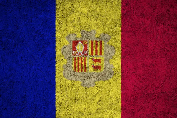 Andorra Bandeira Parede Betão Grunge — Fotografia de Stock