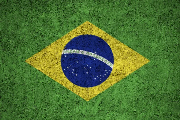 Brasil Bandeira Parede Concreto Grunge — Fotografia de Stock