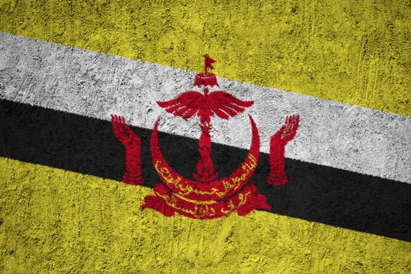 Флаг Брунея Гранж Бетонной Стене — стоковое фото