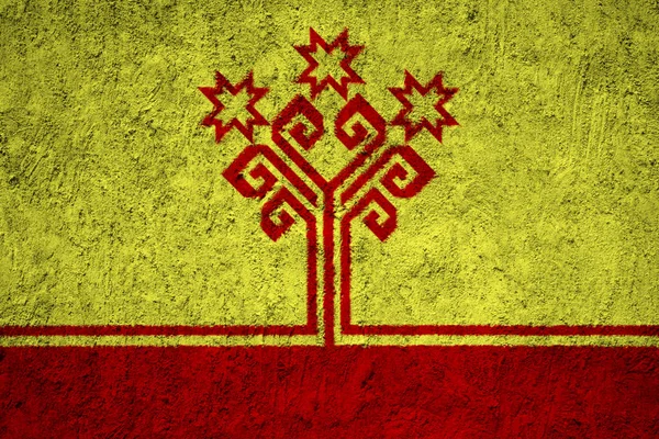 Tjuvasjien Flagga Grunge Betong Väggen — Stockfoto