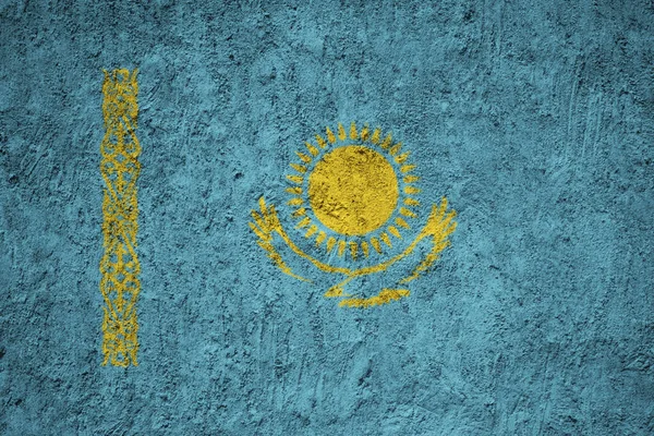 Bandera Kazajstán Pared Hormigón Grunge — Foto de Stock