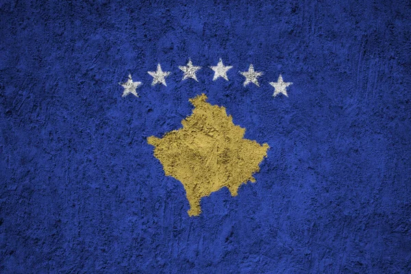 Kosovos Flagga Grunge Betong Väggen — Stockfoto