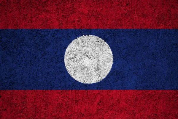 Laos Flagga Grunge Betong Väggen — Stockfoto