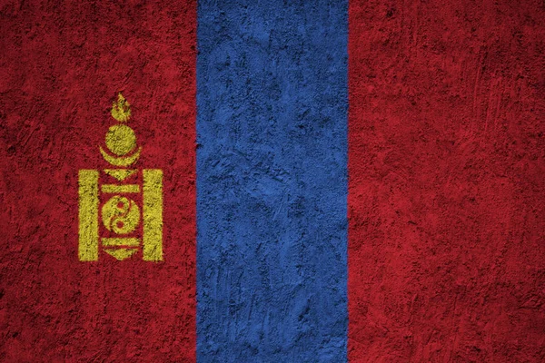 Mongolië Vlag Betonnen Muur Van Grunge — Stockfoto