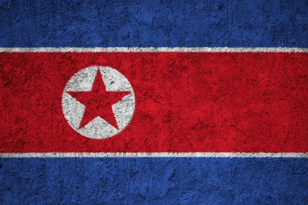 Bandera Corea Del Norte Muro Hormigón Grunge — Foto de Stock