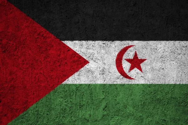 Flaga Sahary Ścianie Betonowej Grunge — Zdjęcie stockowe