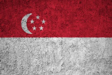 Grunge beton duvar Singapur bayrağı