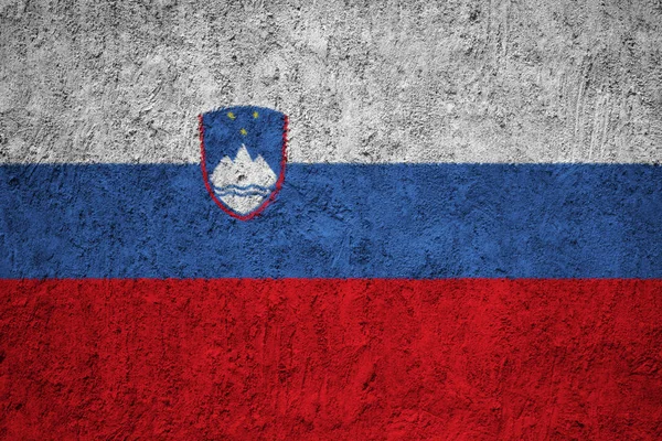 Slovenië Vlag Betonnen Muur Van Grunge — Stockfoto