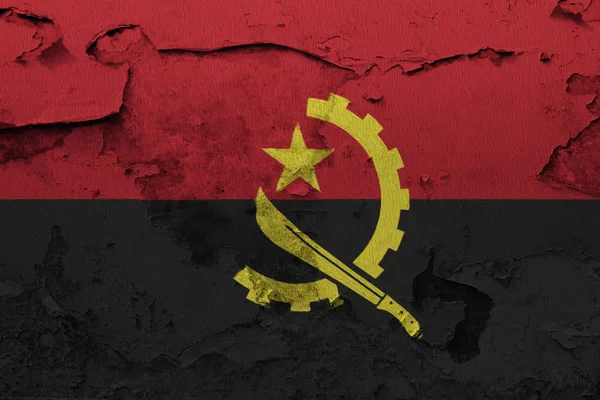 Bandiera Angola Dipinta Sul Muro Cemento Incrinato — Foto Stock