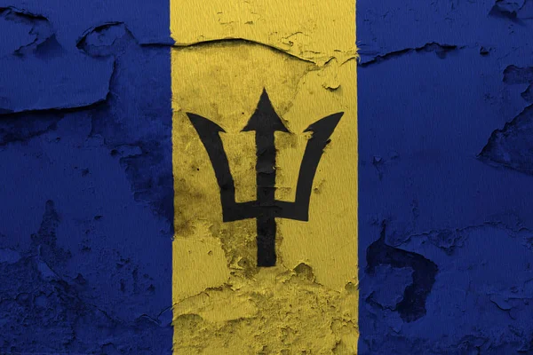 Barbados Flagge Auf Rissige Betonwand Gemalt — Stockfoto