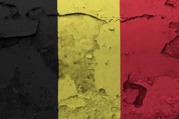 Flaga Belgii Malowane Pękniętych Ścian Betonowych — Zdjęcie stockowe