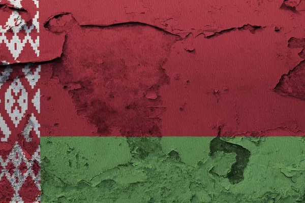 Флаг Беларуси Раскрашен Треснувшей Бетонной Стене — стоковое фото