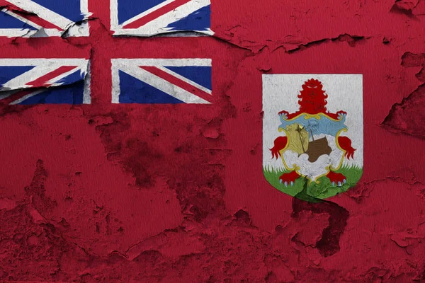 ひびの入ったコンクリートの壁に描かれたバミューダ島の旗 — ストック写真