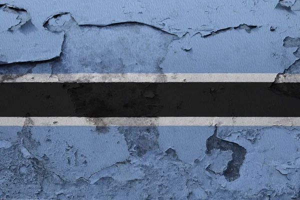 Bandera Botswana Pintada Muro Hormigón Agrietado — Foto de Stock