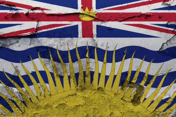 Прапор Британської Колумбії Пофарбовані Тріщинами Бетонну Стіну — стокове фото