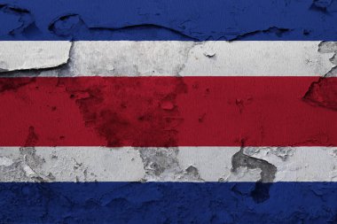 Kosta Rika bayrak kırık beton duvara boyalı