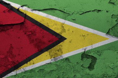 Guyana bayrak kırık beton duvara boyalı