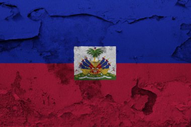 Haiti bayrak kırık beton duvara boyalı