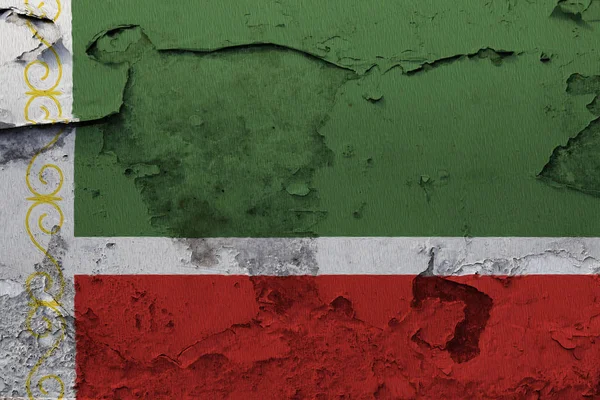 Čečenská Republika Vlajka Popraskané Betonové Stěně — Stock fotografie