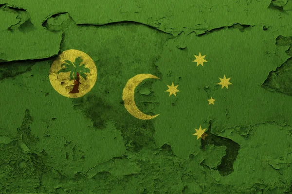 Kokosinseln Flagge Auf Rissige Betonwand Gemalt — Stockfoto