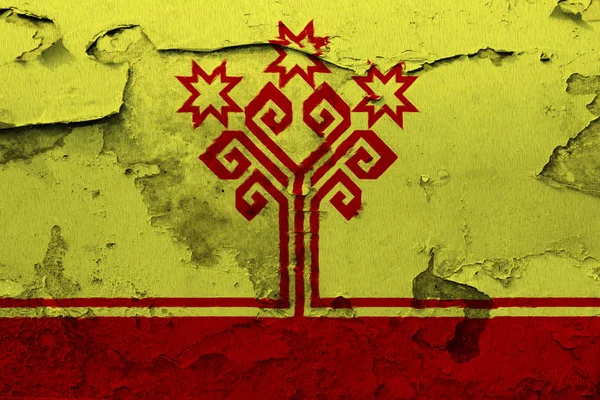 Чувашийский Флаг Раскрашен Треснутой Бетонной Стене — стоковое фото