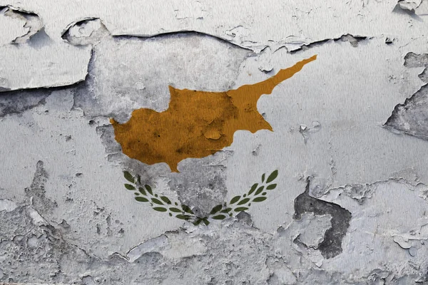 Cipro Bandiera Dipinta Sul Muro Cemento Incrinato — Foto Stock