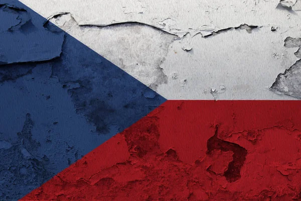 Bandera República Checa Pintada Muro Hormigón Agrietado — Foto de Stock