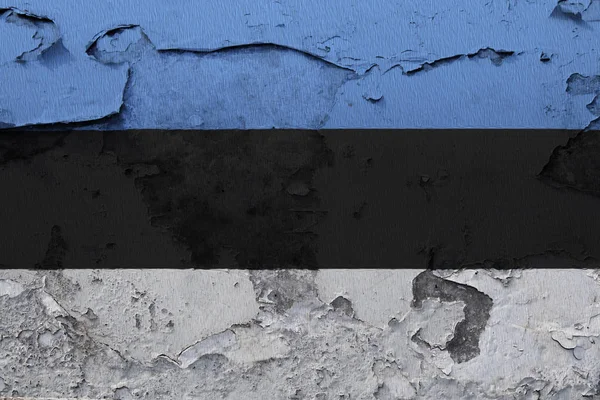 Bandera Estonia Pintada Muro Hormigón Agrietado — Foto de Stock
