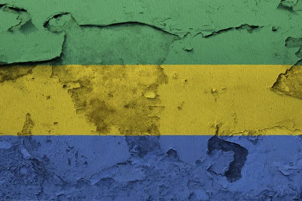 Gabon Flag Painted Cracked Concrete Wall — Stock Photo, Image