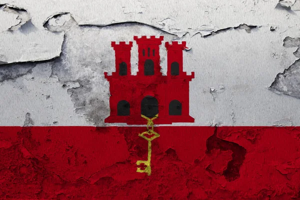 Gibraltarská Vlajka Popraskané Betonové Stěně — Stock fotografie