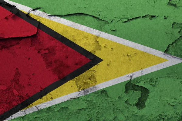 Guyana Flag Painted Cracked Concrete Wall — Stock Photo, Image