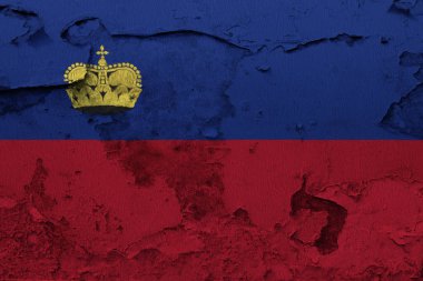 Lihtenştayn bayrağı kırık beton duvara boyalı