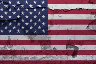 Amerika Birleşik Devletleri bayrağı kırık beton duvara boyalı