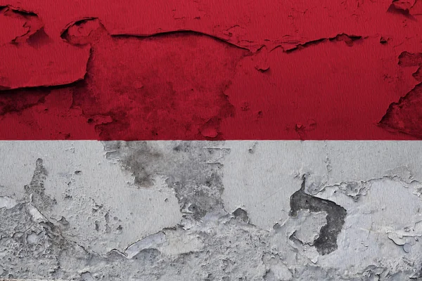 Bandera Indonesia Pintada Muro Hormigón Agrietado — Foto de Stock