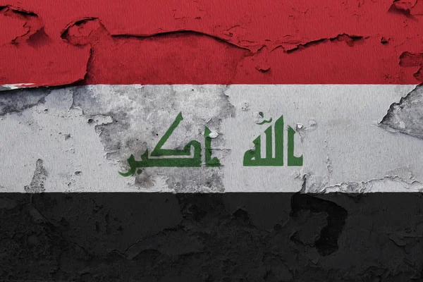 Bandeira Iraque Pintada Parede Concreto Rachado — Fotografia de Stock