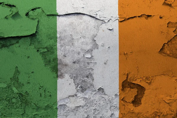 Прапор Ірландії Пофарбовані Тріщинами Бетонну Стіну — стокове фото