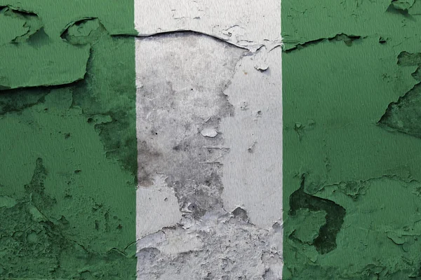 Прапор Нігерії Пофарбовані Тріщинами Бетонну Стіну — стокове фото