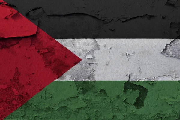 Palestine Flag Painted Cracked Concrete Wall — Stock Photo, Image