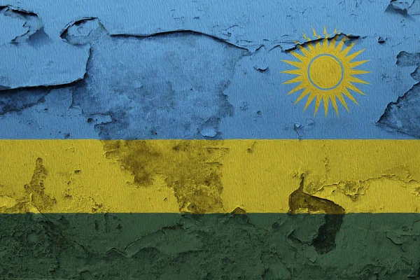 Rwanda Flag Painted Cracked Concrete Wall — Stock Photo, Image