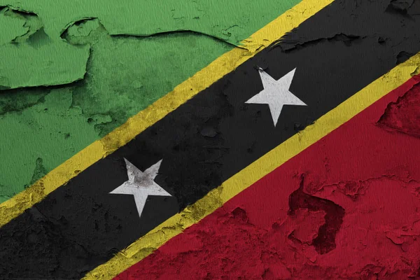 Saint Kitts Nevis Flag Painted Cracked Concrete Wall — Stock Photo, Image