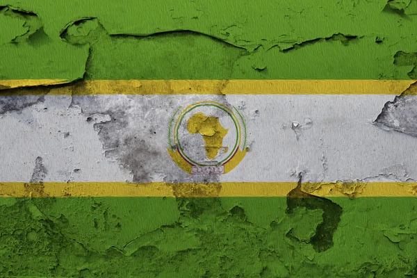 Організація Африканської Єдності Прапор Пофарбовані Тріщинами Бетонну Стіну — стокове фото