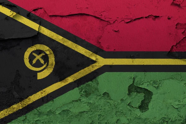 Vlajka Vanuatu Popraskané Betonové Stěně — Stock fotografie