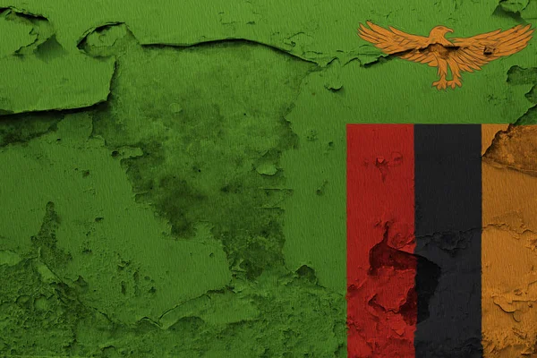 Прапор Замбії Пофарбовані Тріщинами Бетонну Стіну — стокове фото