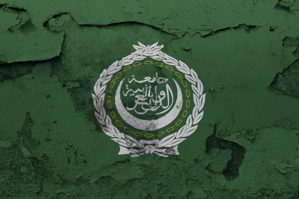 Arabische Liga Flagge Auf Rissige Betonwand Gemalt — Stockfoto