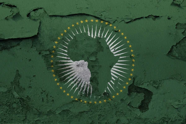 Bandera Unión Africana Pintada Muro Hormigón Agrietado — Foto de Stock