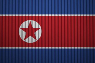 Kuzey Kore boyalı bayrağı beton duvar