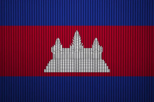 Kambodschanische Flagge Auf Betonwand Gemalt — Stockfoto