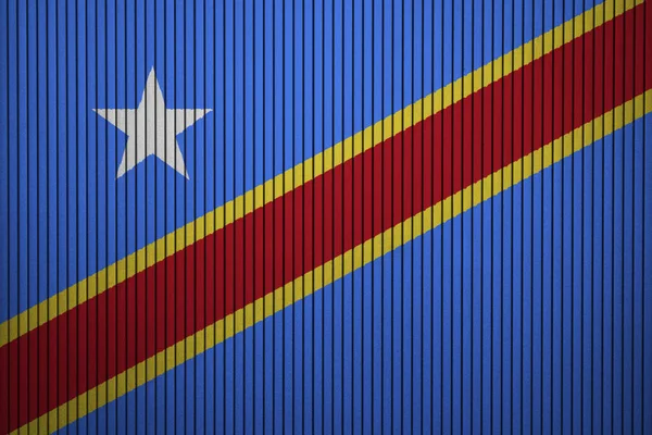 Bandeira Pintada República Democrática Congo Parede Concreto — Fotografia de Stock