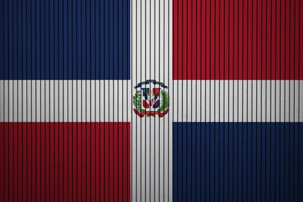 Bandeira Pintada República Dominicana Parede Concreto — Fotografia de Stock
