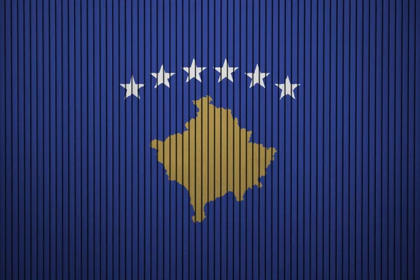 Χειροποίητη Σημαία Του Κοσσυφοπεδίου Στον Τσιμεντένιο Τοίχο — Φωτογραφία Αρχείου